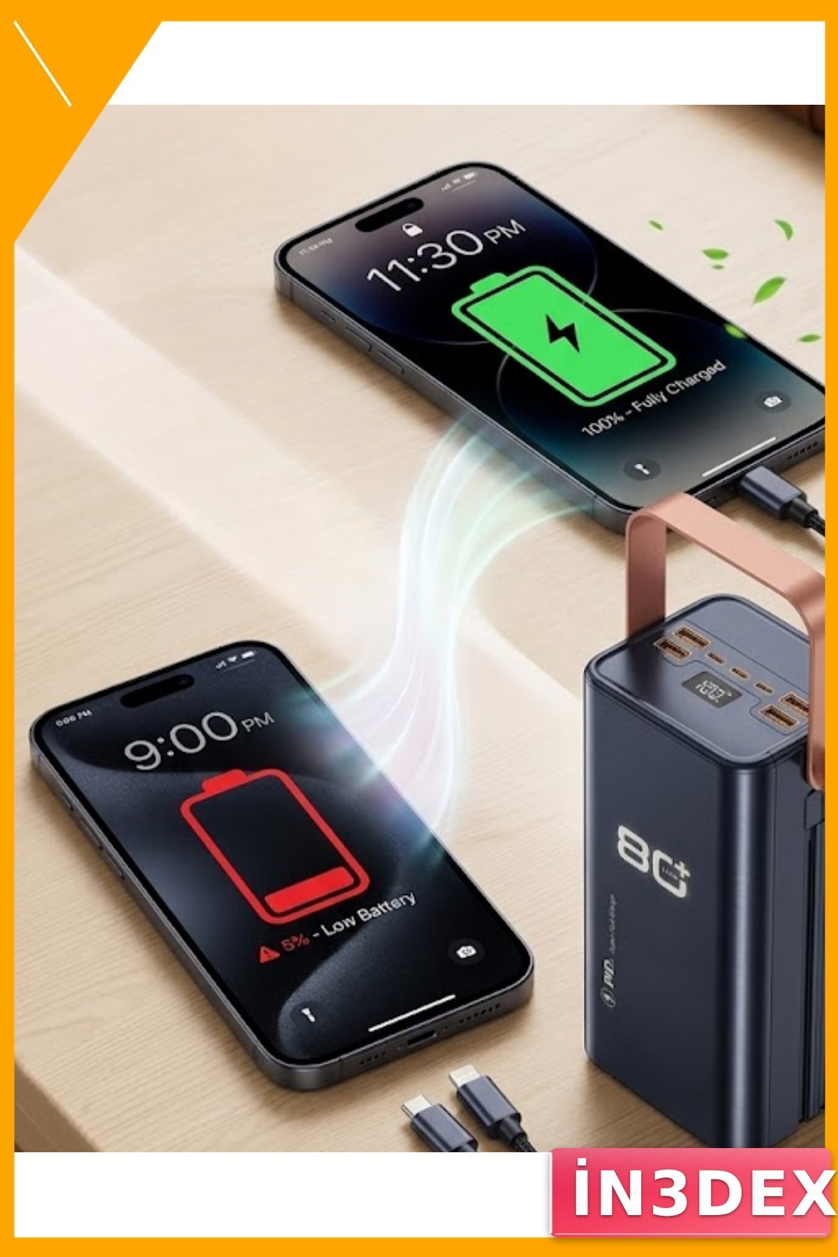 80000 mAh Taşınabilir Batarya Çoklu Cihaz Şarj LED Ekranlı Powerbank
