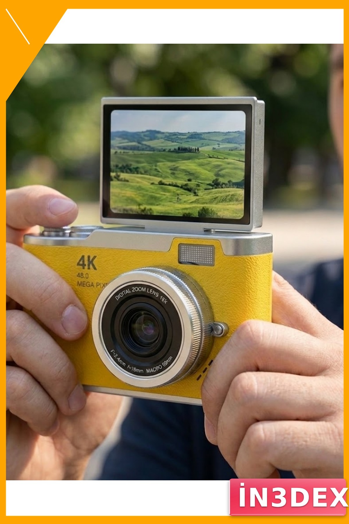 48 MP 4K Vlog Kamera Dijital Zoomlu Selfie Çekim LED Işıklı Kompakt