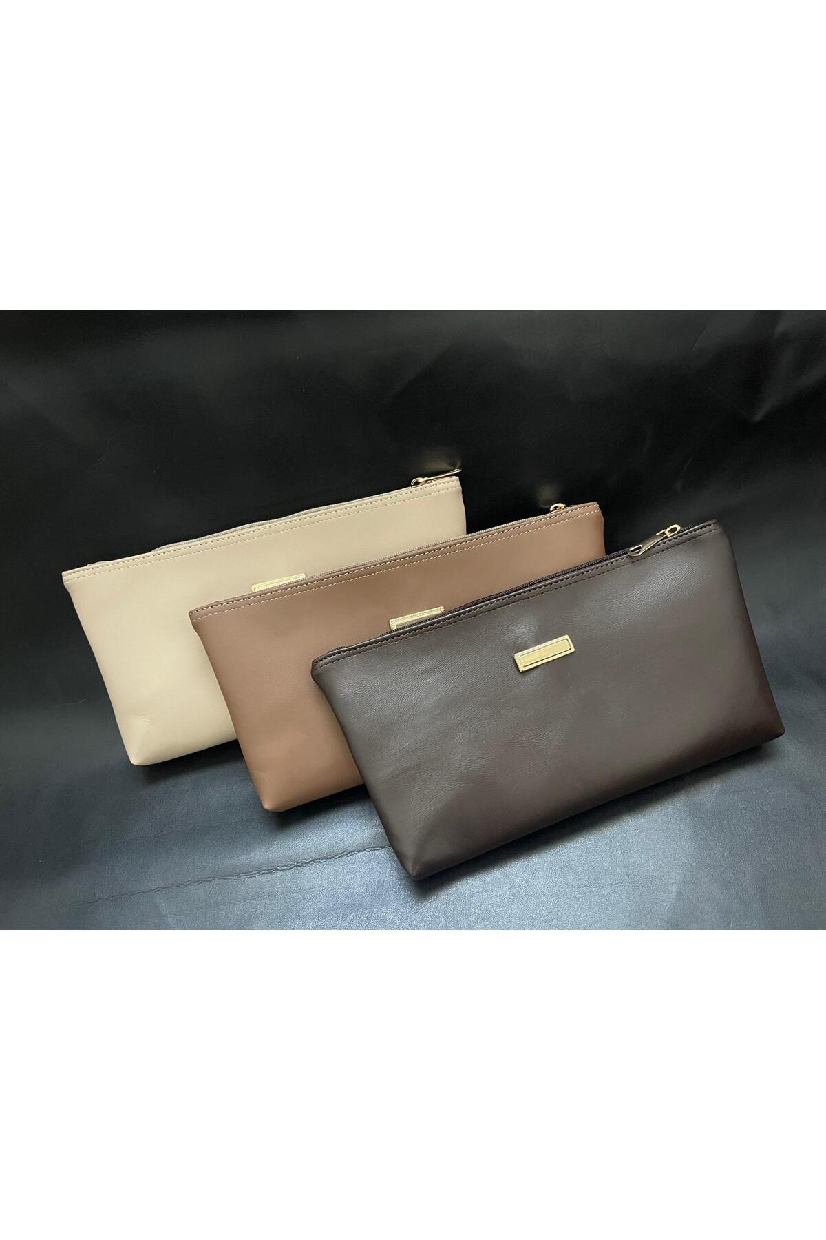VELORİA BAG & SCARF VELORİA BAG çok amaçlı kadın portföy ve makyaj çantası clutch 3 lü set