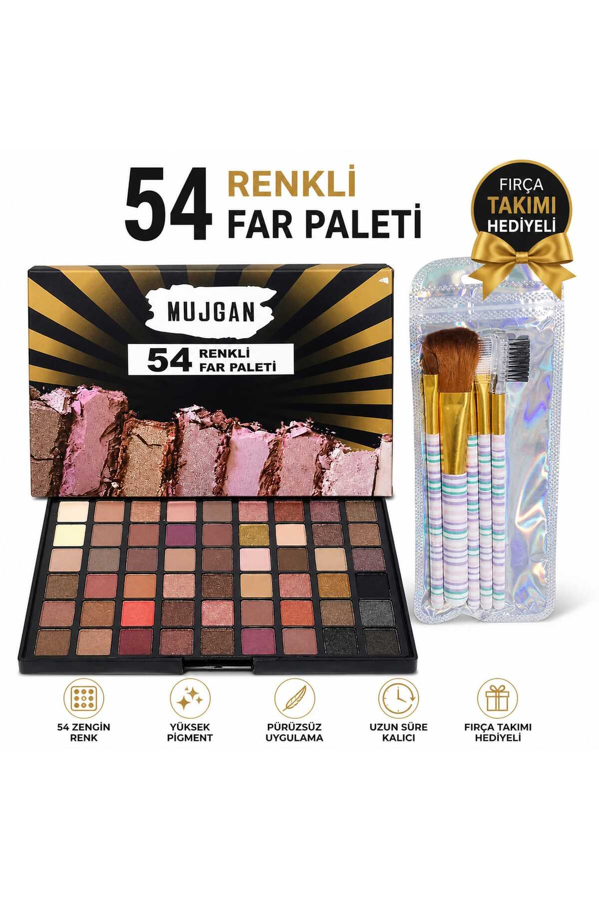 NURDAY müjgan 54 lü far seti fırça seti hediyeli - Fiyatı, Yorumları