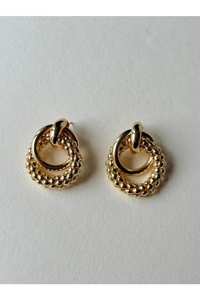 Alveole Jewelry İç İçe Geçmeli Dokulu Halka Küpe