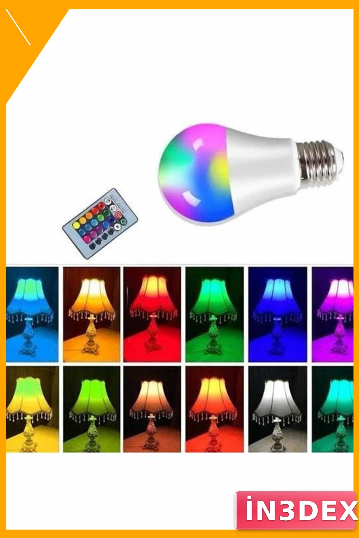 RGB LED Ampul E27 10W 2000 Lümen Kumandalı Renk Değiştiren