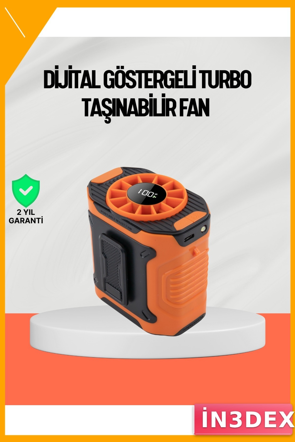 USB Şarjlı 100 Kademeli Hız Ayarlı El ve Bel Fanı