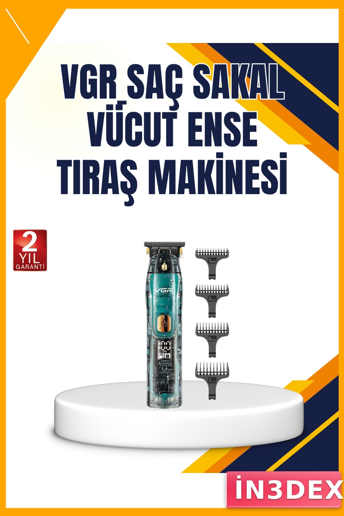 Profesyonel Tıraş Makinesi Seramik Bıçaklı Turbo Güçlü Motor 2600mAh