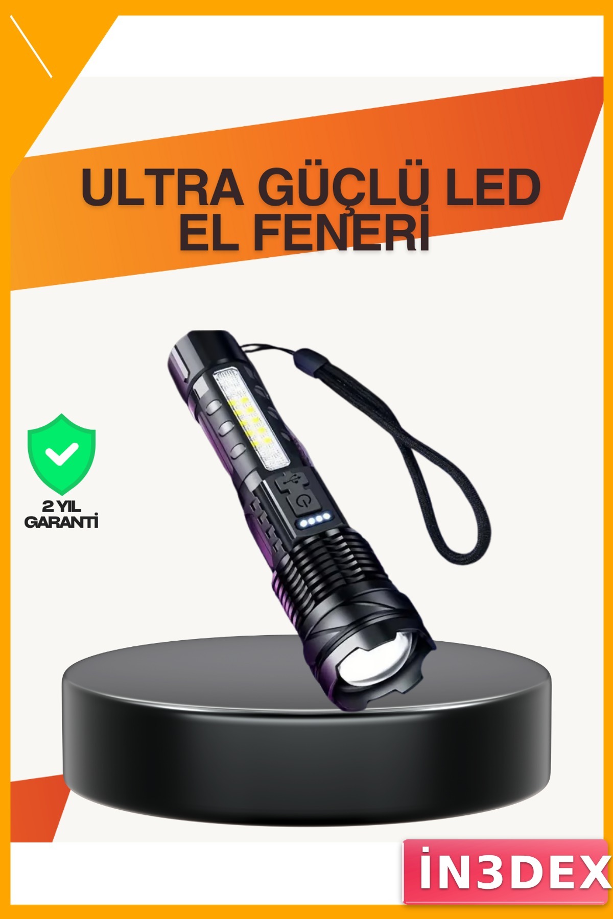 Yüksek Performanslı LED El Feneri Şarjlı Uzun Mesafe Aydınlatma