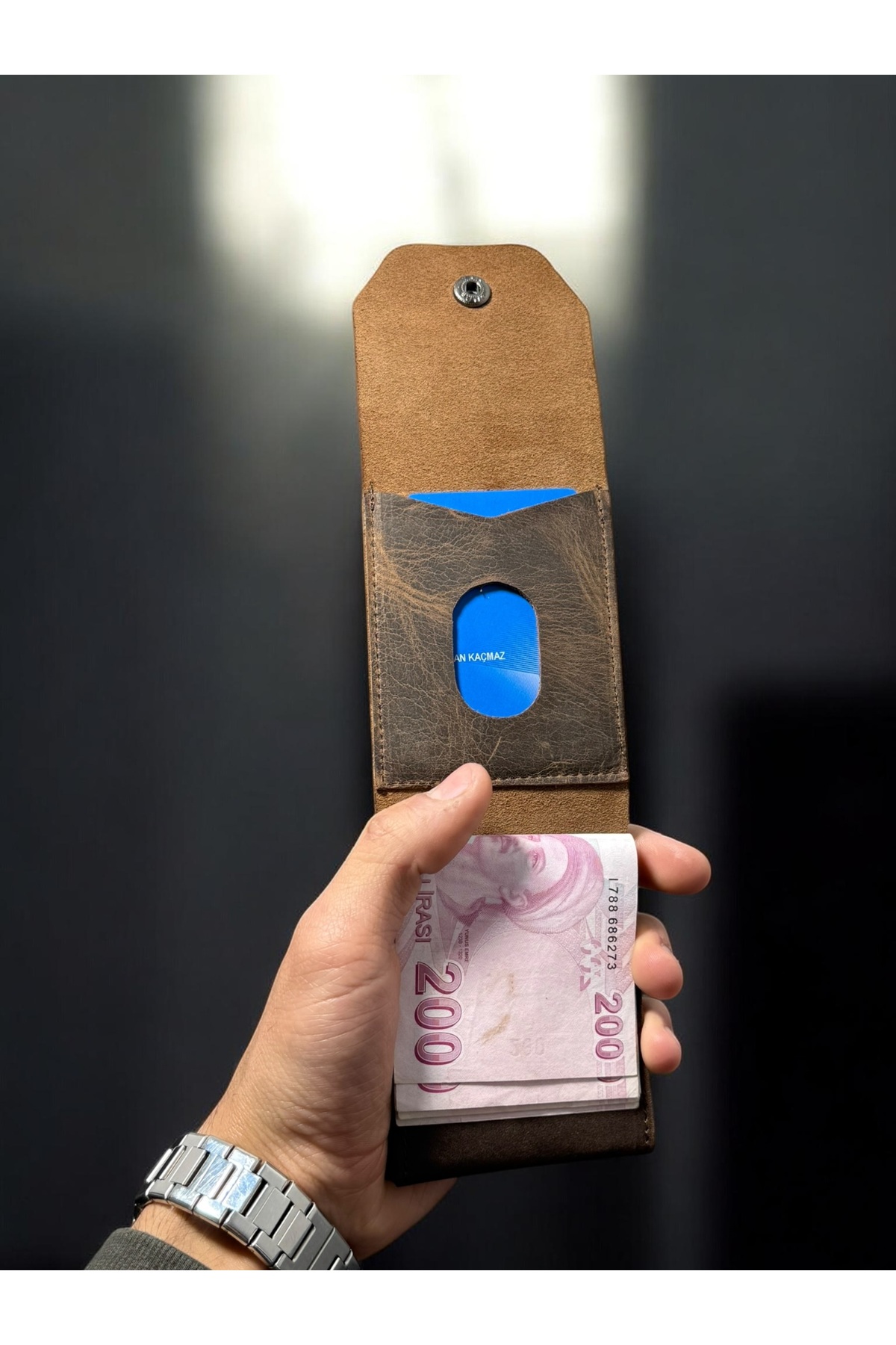 NZCLUB %100 Hakiki Crazy Dana Derisi Çerçeveli Minimalist Cüzdan Para Portföyü Kaliteli Kartlık Cüzdan görsel 5