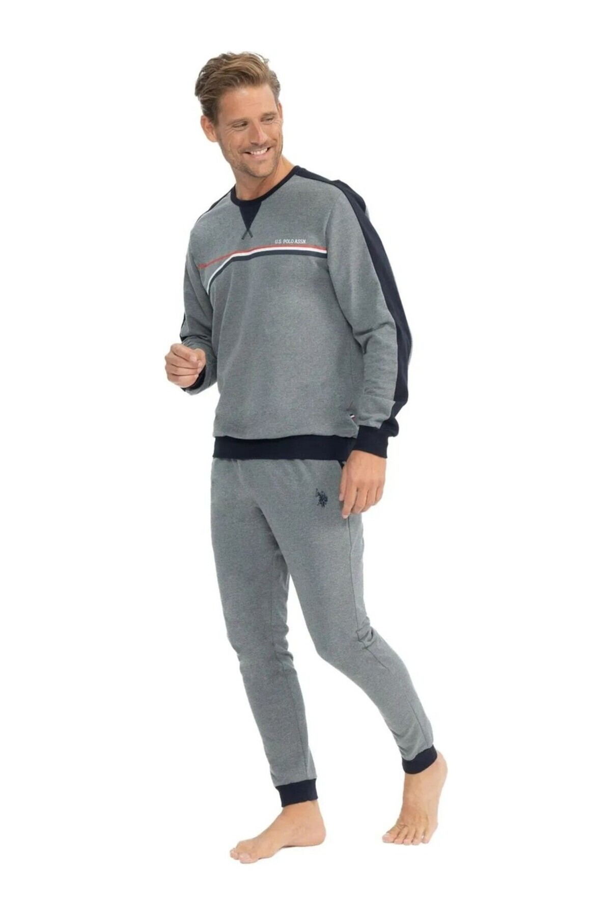 ست پیژامه و لباس خواب مردانه یقه هفت | یو اس پولو U.S. Polo Assn. 1081791 TR - تصویر 2