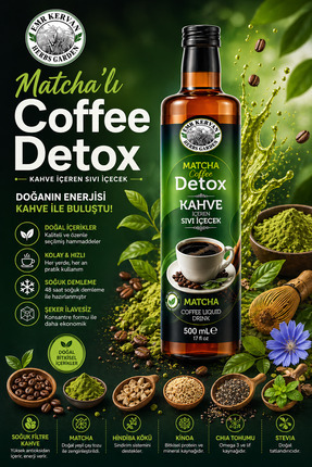 Emr Kervan Herbs Garden Matchalı Sıvı Detoks Kahve 500 ml | 48 Saat Soğuk Dem...