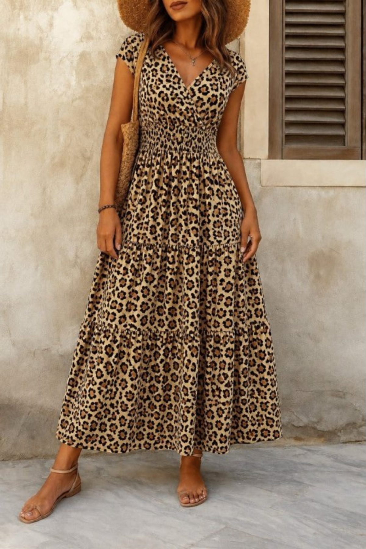 New Season Women's Short Sleeve Double Breasted Neck Elastic Single Jersey Dress