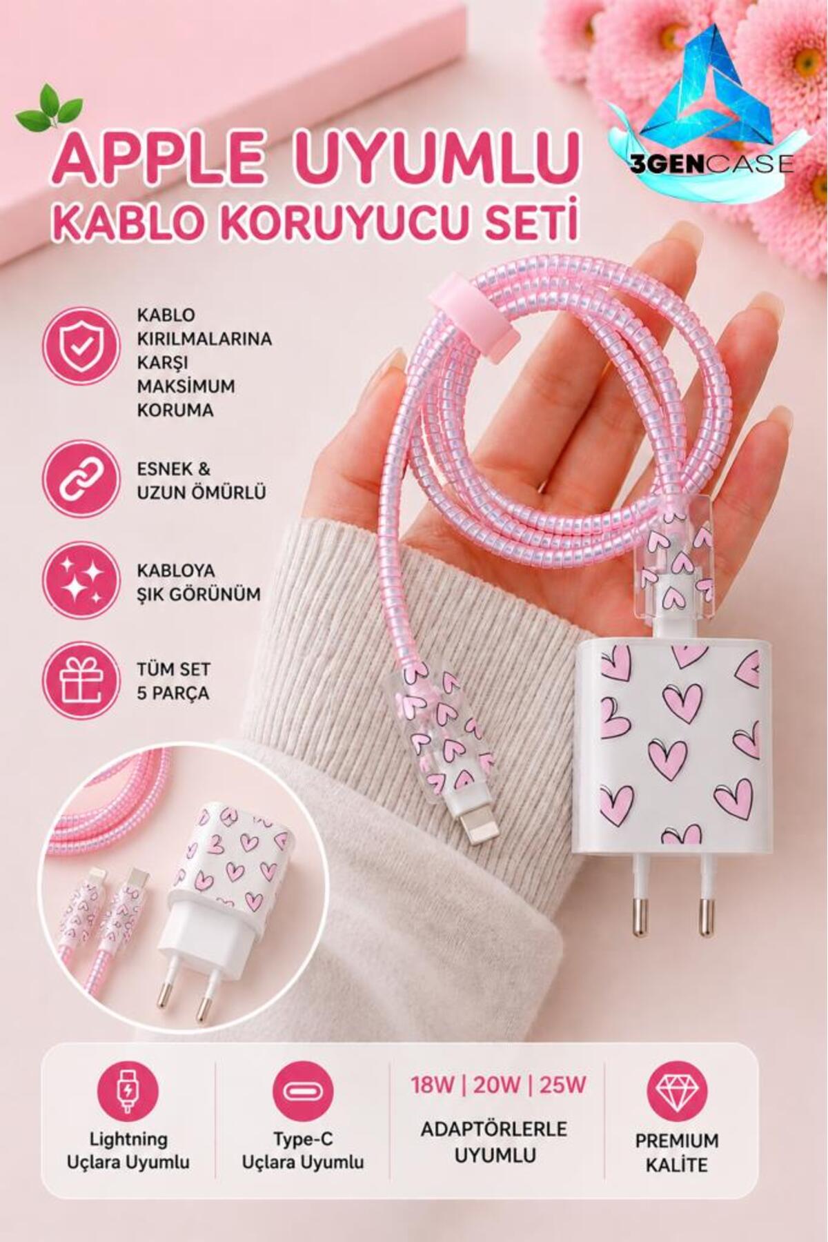 Cable Adapter Protective Charging Case Cable Knitted Apparatus Wrapper for iPhone 18W/20W/25W Compatible 5 Pieces