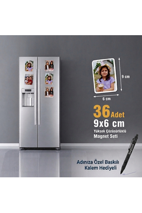 CraftNeova Kişiye Özel Fotoğraflı Magnet Seti - 36 Adet 9x6 cm - PVC Kaplı Su...