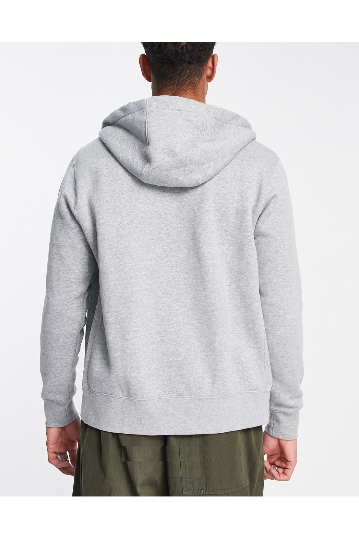 Nike Sportswear Club Full Zip Hoodie Şardonlu Kapüşonlu Gri Fermuarlı Sweatshirt görsel 4