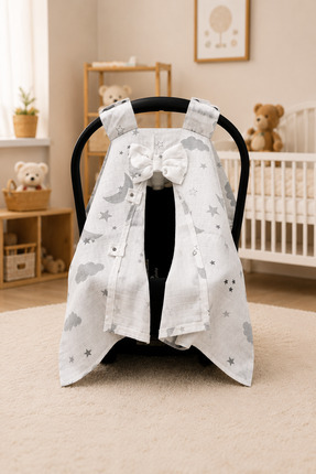 BeygeBaby %100 Pamuk Müslin Kumaştan Tek Katlı Müslin Puset Örtüsü