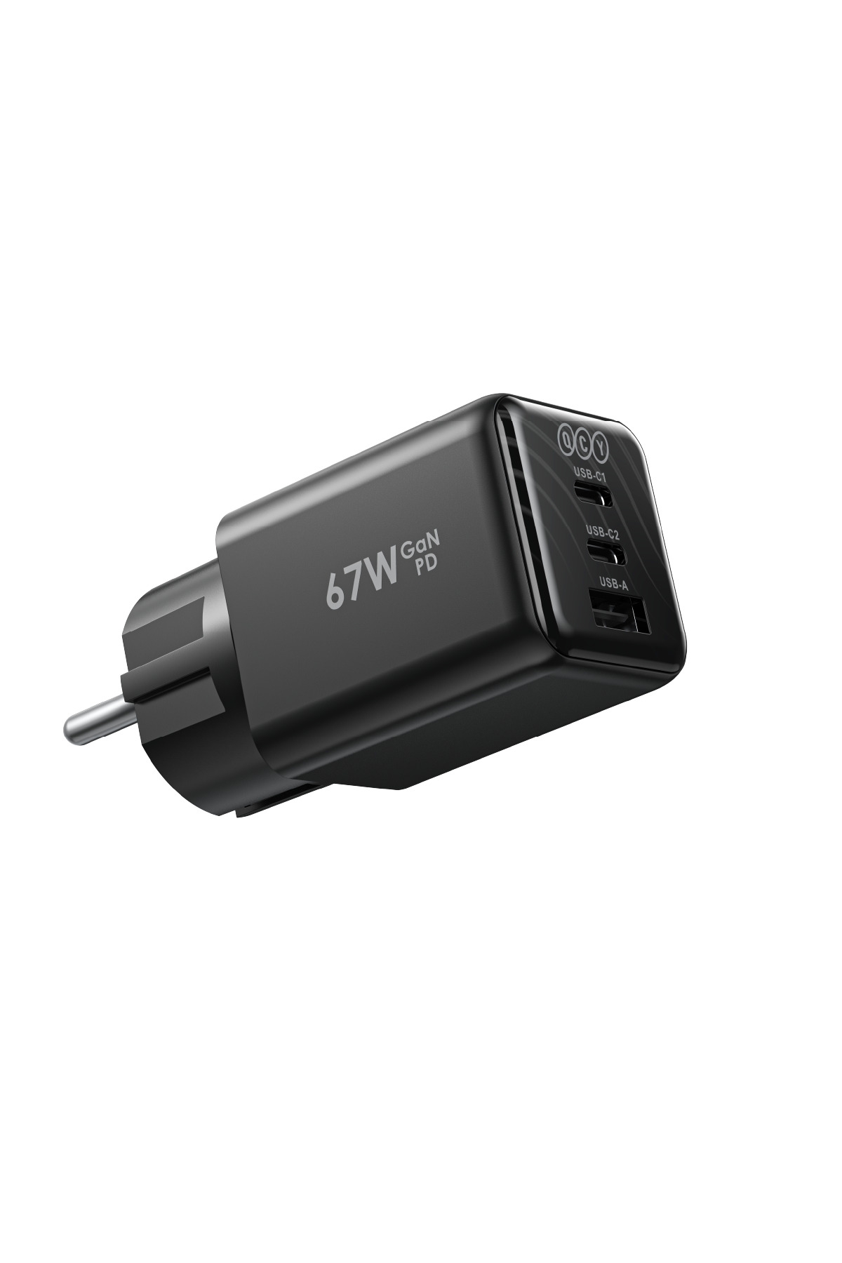 Qcy 67W Şarj Cihazı 3 Portlu GaN Hızlı Şarj Adaptörü - 2x Type-C +