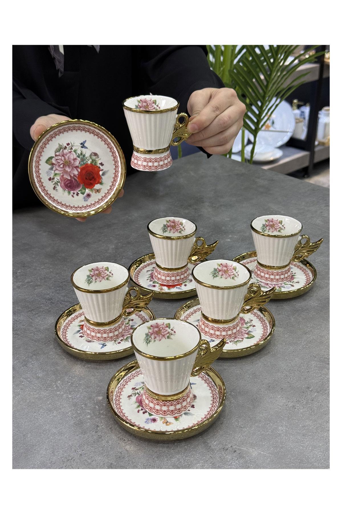doğudeko Faylin 6-Piece Porcelain Cup Set Red