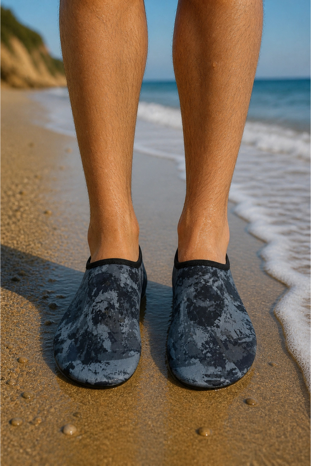 shoecide Gri Kamuflaj Desen Erkek Deniz Ayakkabısı, Hafif, Kaydırmaz, Hızlı Kuruyan Aqua Shoes görsel 2