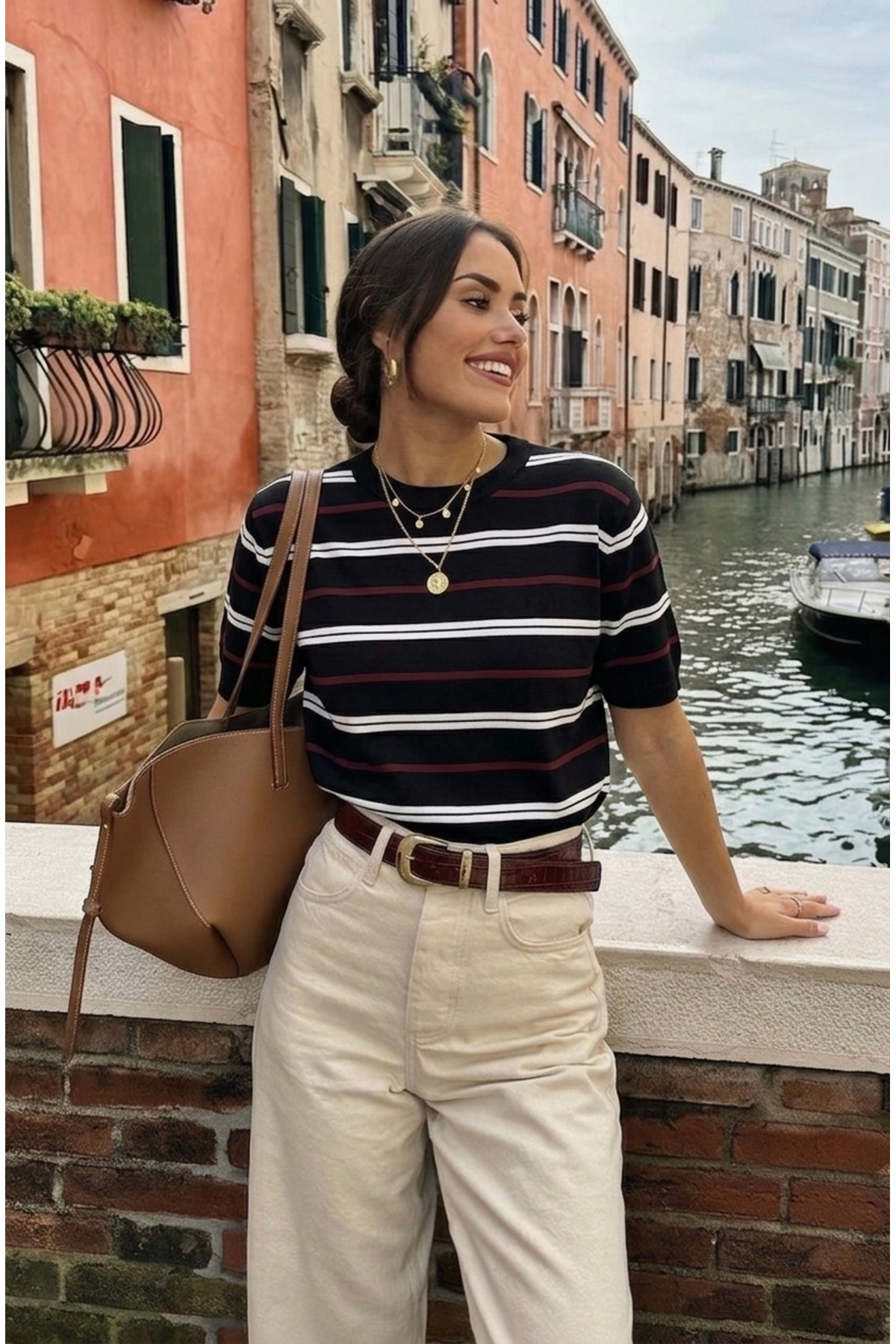 ModaYaren Women's Striped Crew Neck Oversize T-Shirt