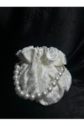 Bridal Luxe taşlı pullu gelin çantası
