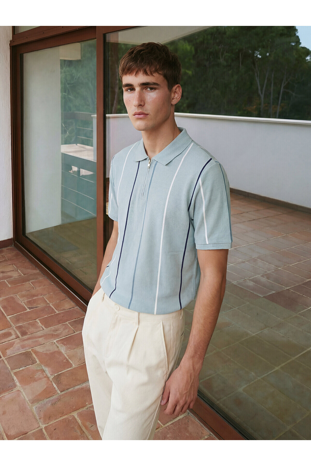 LC Waikiki Peak New Season Polo Neck Striped Pique Men's T-Shirt