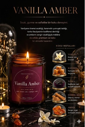 Decevorine Signature Collection Vanilla Amber Karamel Esanslı Lüks Kokulu Mum...