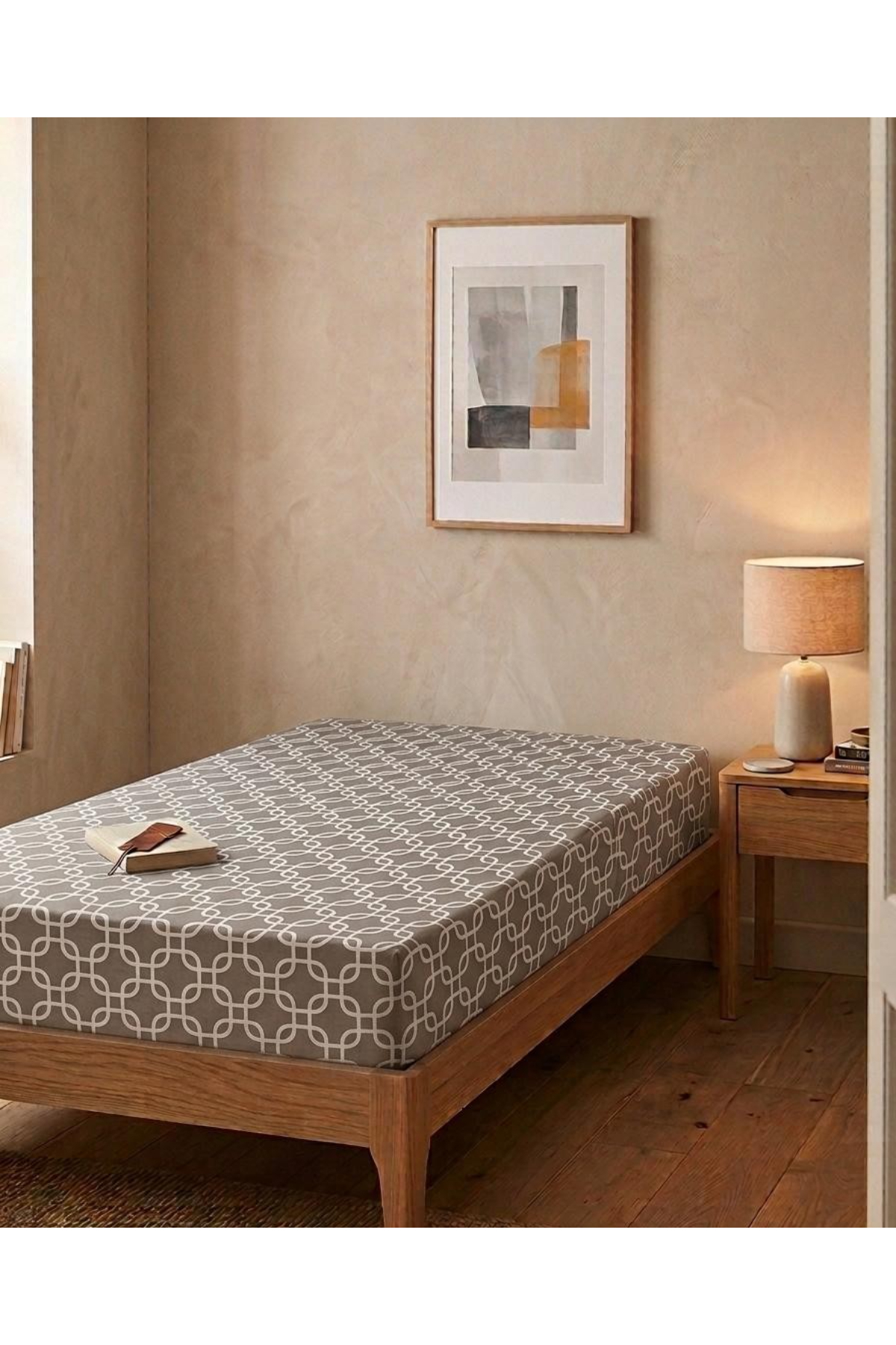 Single Cotton Bed Sheet Rubber-Free Beige Chain (BED SHEET ONLY)