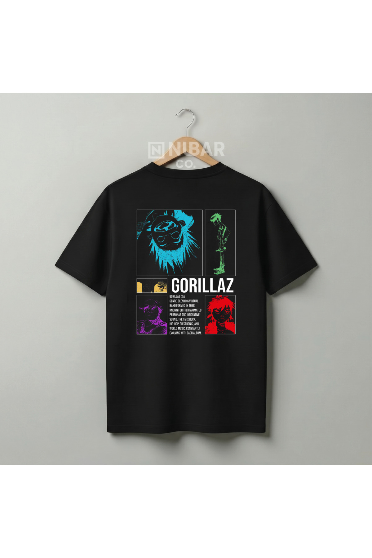 تي شيرت قطني بطبعة Gorillaz