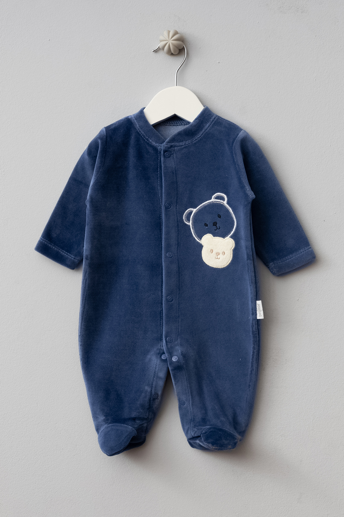 Cute Sister Teddy Bear Patterned Cotton Baby Velvet Romper