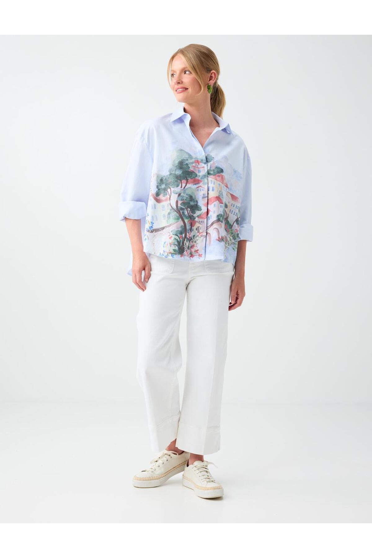 Jimmy Key Blue Print Detailed Patterned Shirt