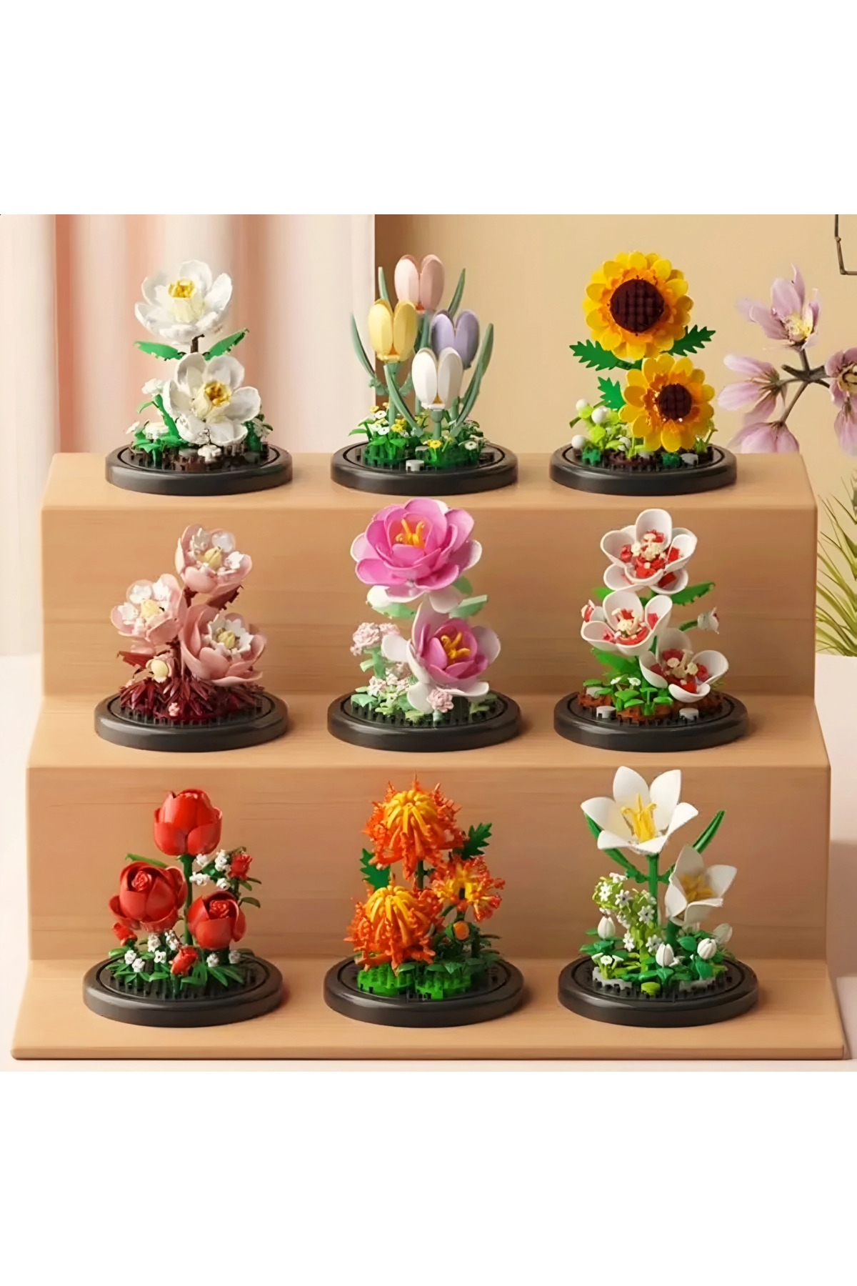 DEK BRICKS Şakayık Yapı Blokları Çiçek Modeli Dekoratif Masaüstü