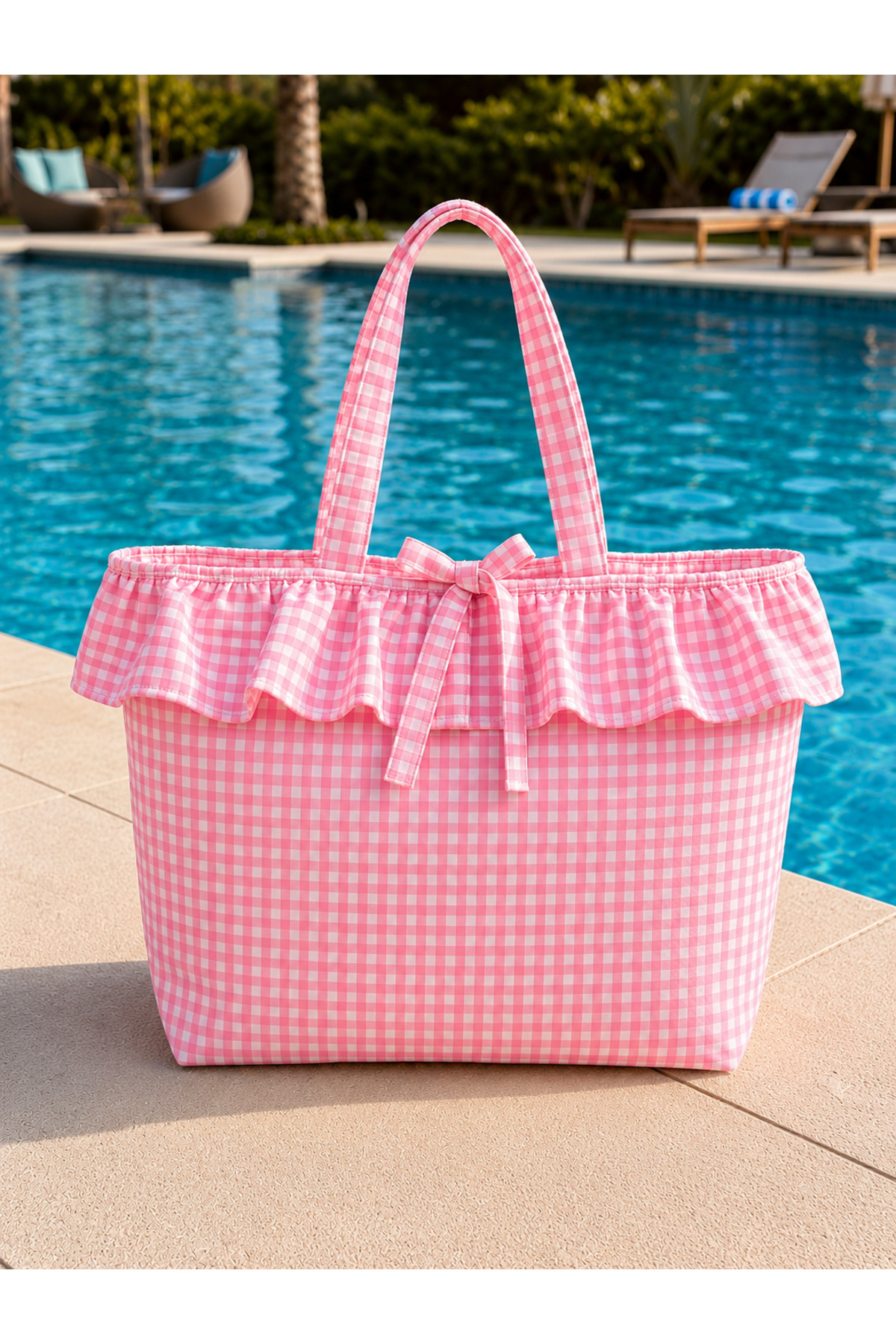 Belomia Home Collection Pötikare Desen Astarlı Plaj Çantası 35x50 cm | Pera