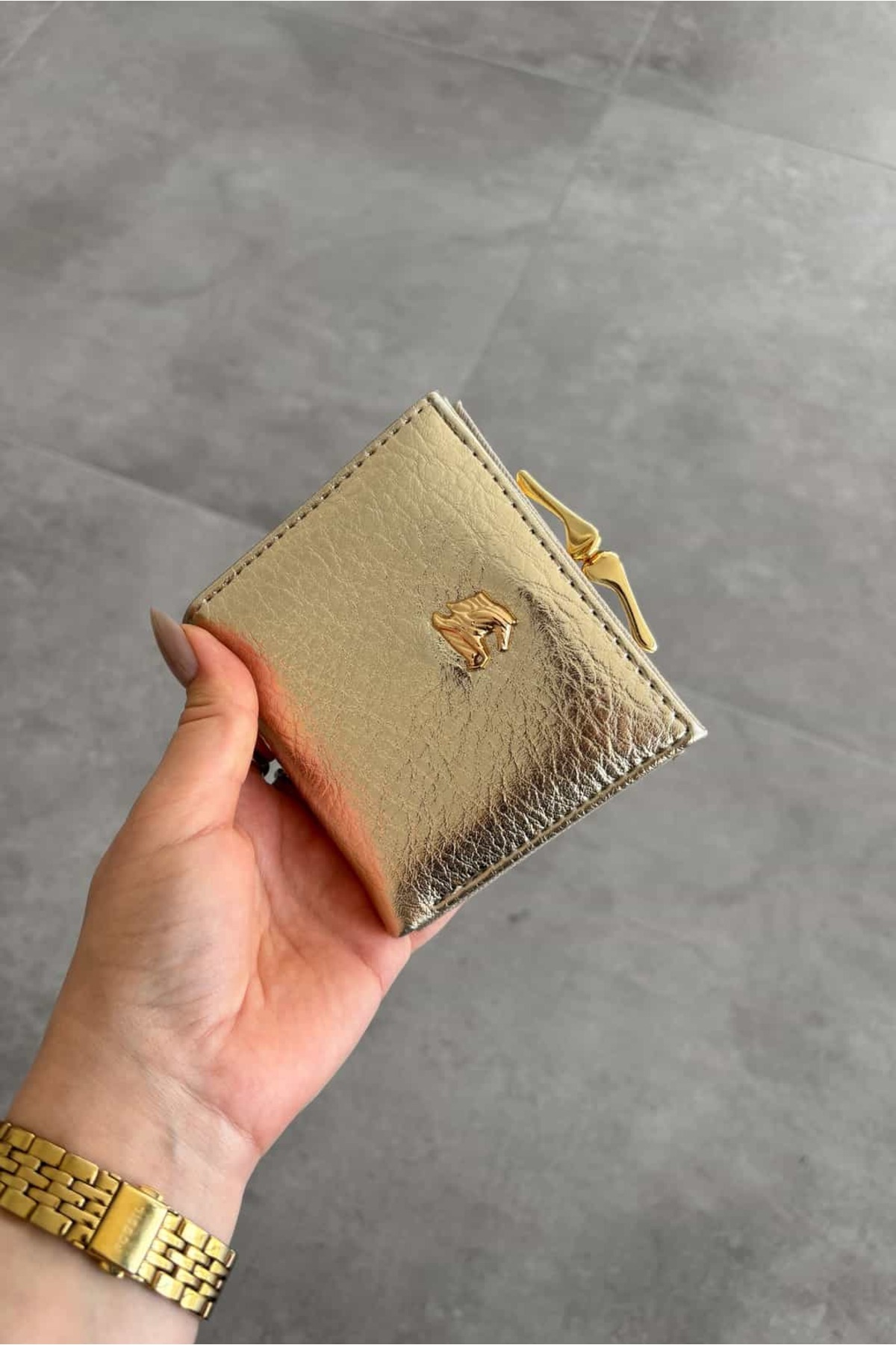 Yuka Atelier Mae Vintage Model Gold Suni Deri Cüzdan