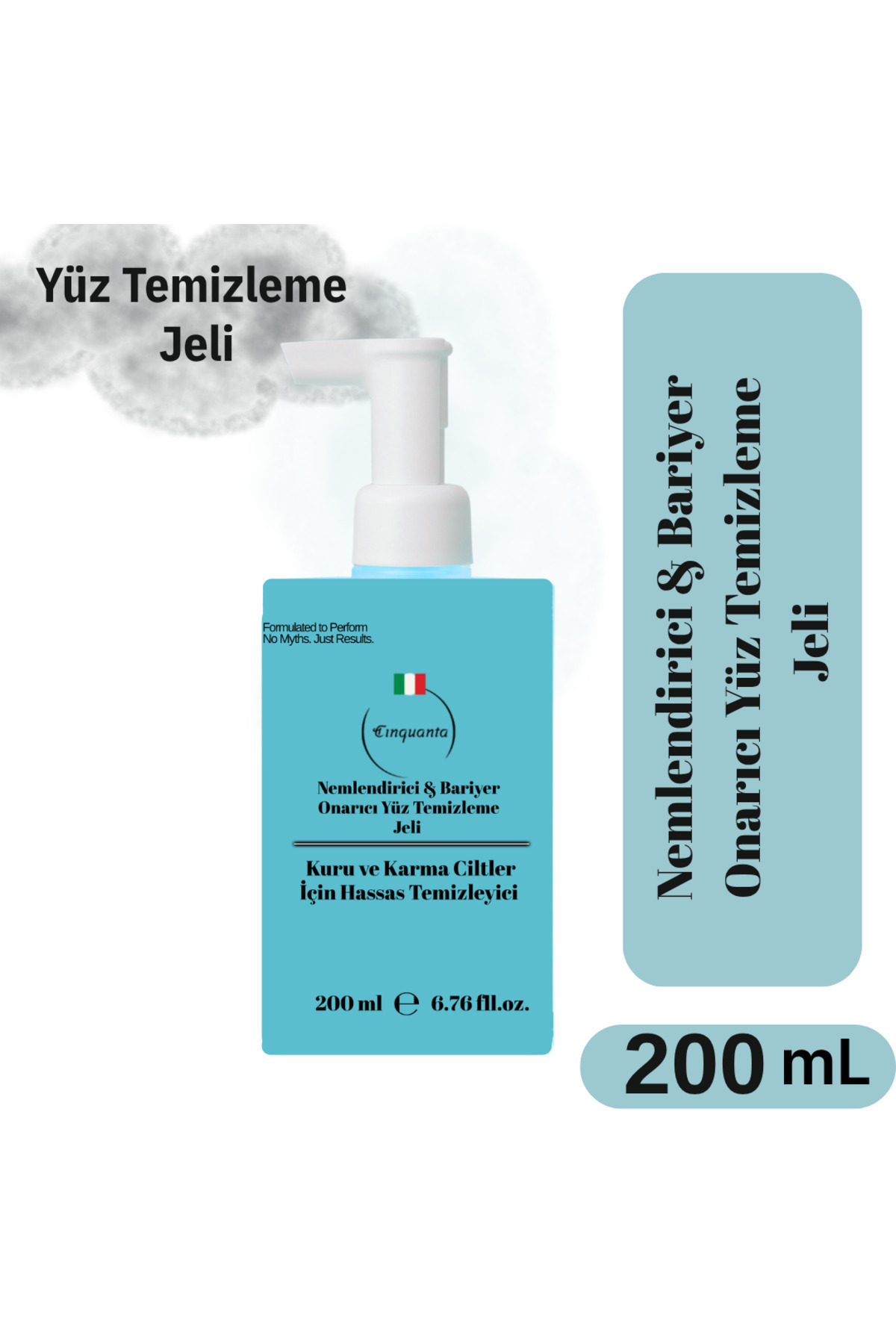 Cinquanta Nemlendirici & Bariyer Onarıcı Yüz Temizleme Jeli 200 ml – Kuru ve Karma Ciltler İçin Hassas Temizleyici — cınqjel