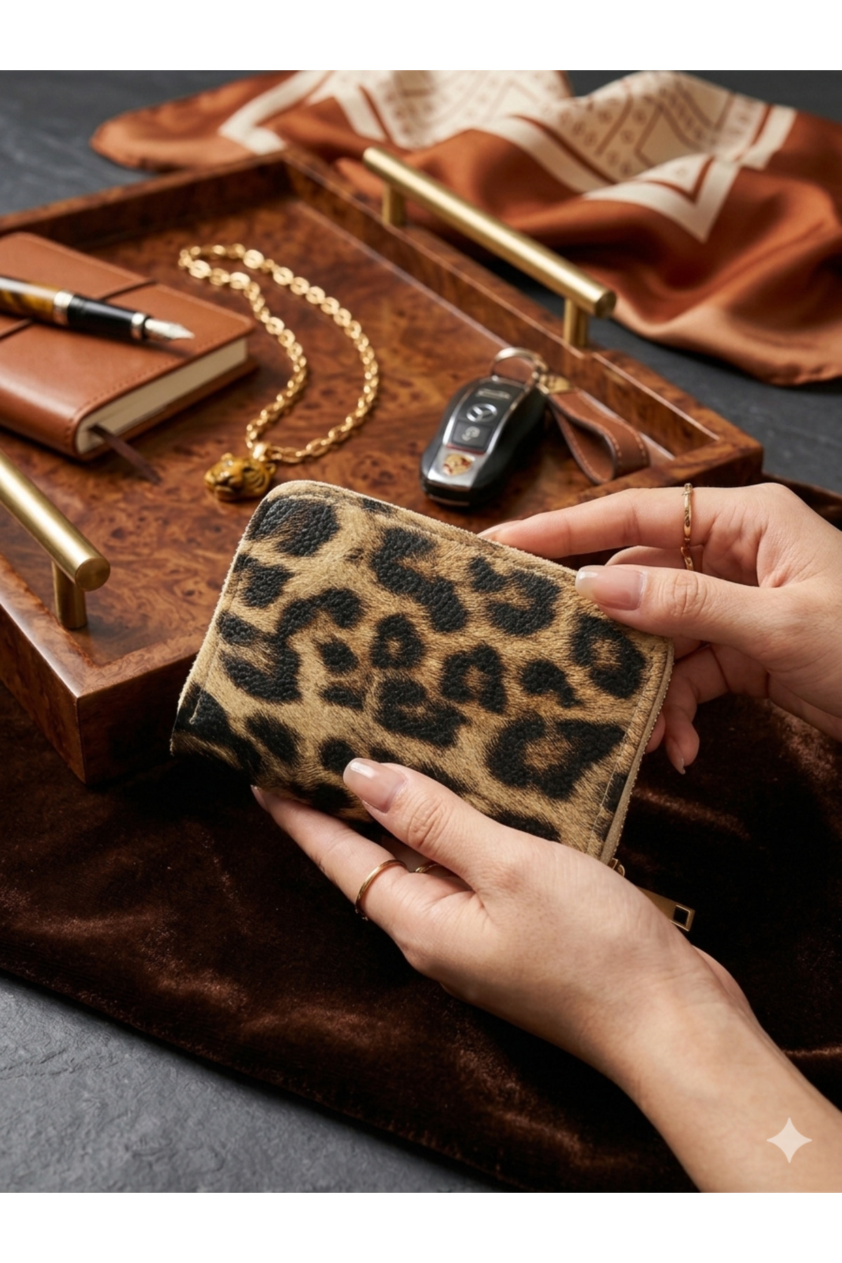 ötüken Kadın Leopar Desenli Mini Cüzdan görsel 2