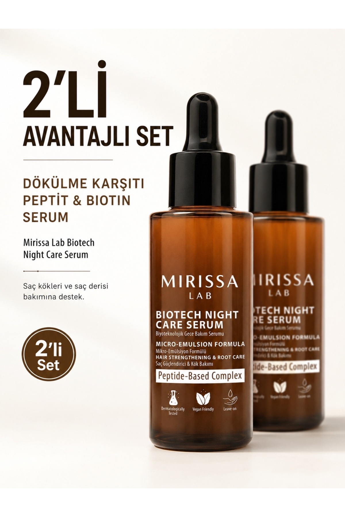 Peptit Biotin Kompleksi Saç Dökülmesi Karşıtı 2'li Gece Bakım Serumu — MIR-SRM-2X50