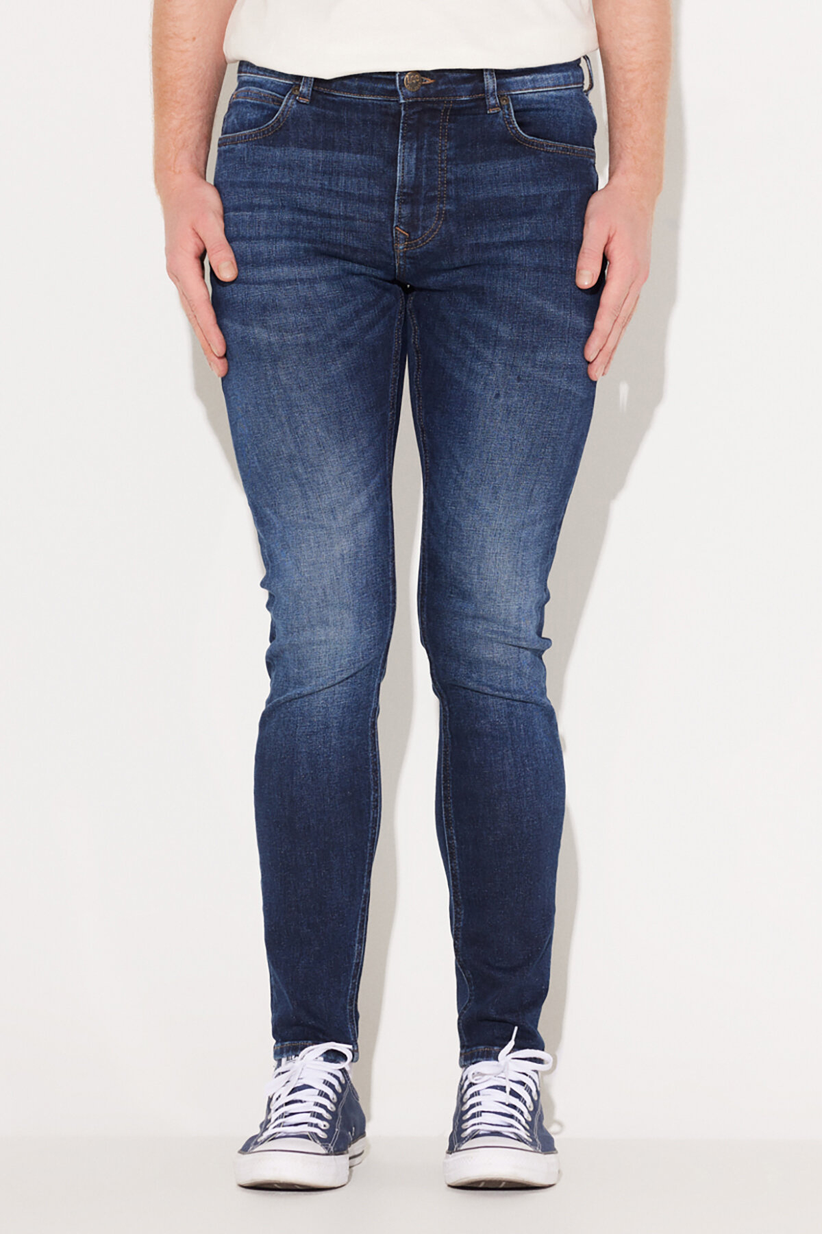 Lee Malone Skinny Fit Dar Kesim Normal Bel Koyu Mavi Esnek Jean Kot Pantolon