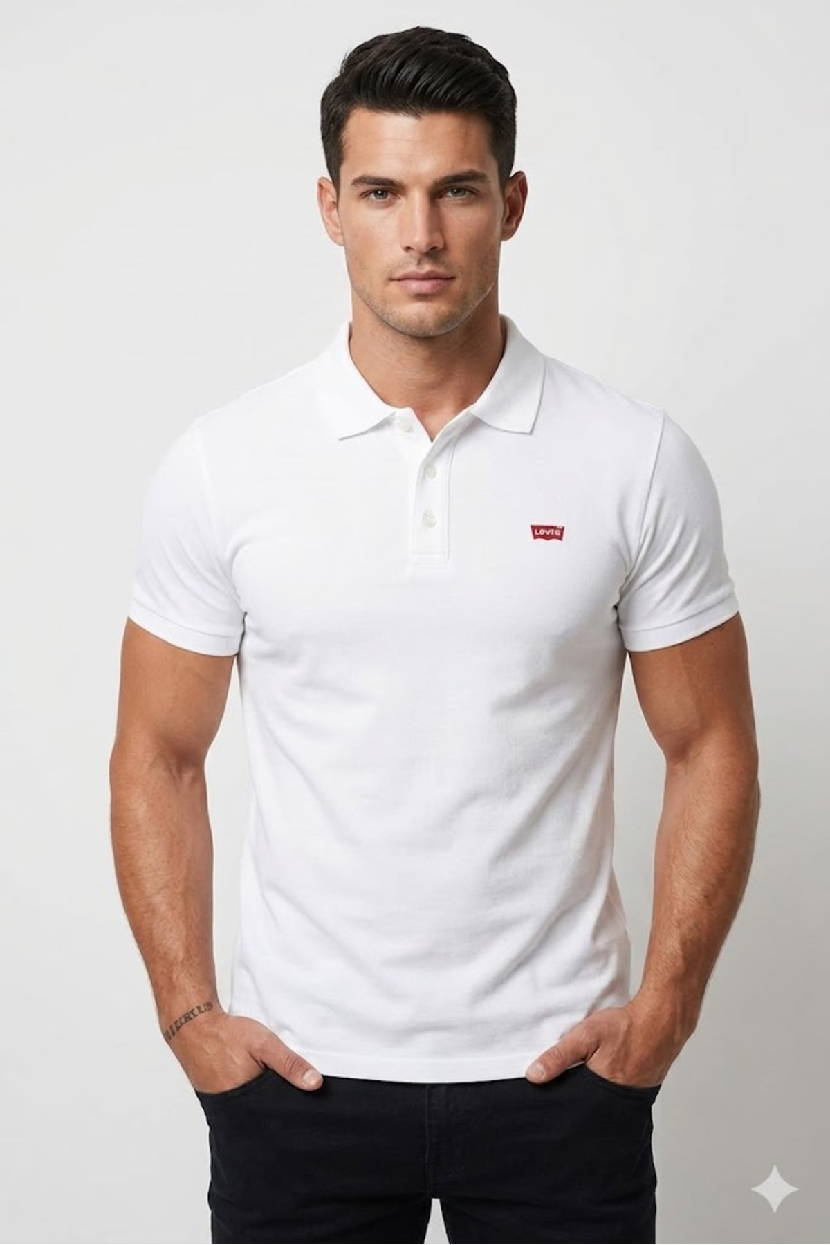 Levi's Polo Collar Men's White Cotton T-Shirt