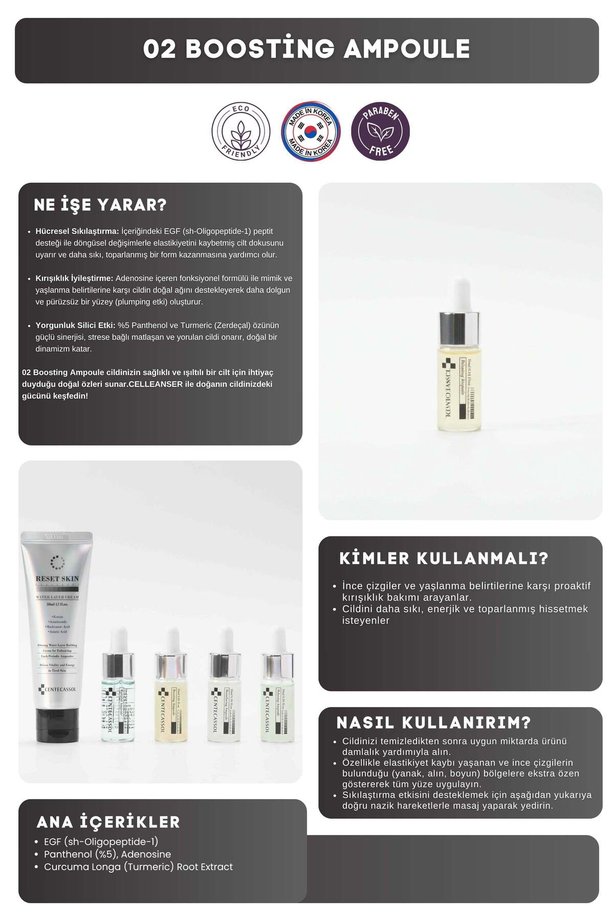 centecassol Reset Skin Kit 5'li Kore Cilt Bakım Seti Ampul ve