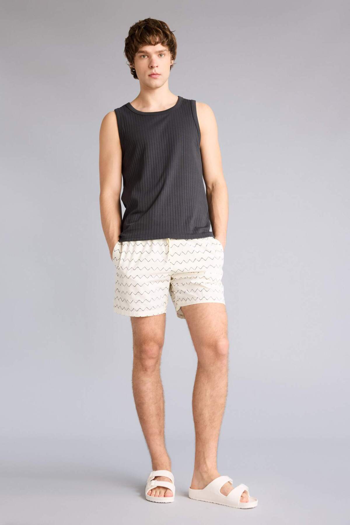 Defacto Regular Fit Printed Mesh Lined Swim Shorts G7223Ax26Hs