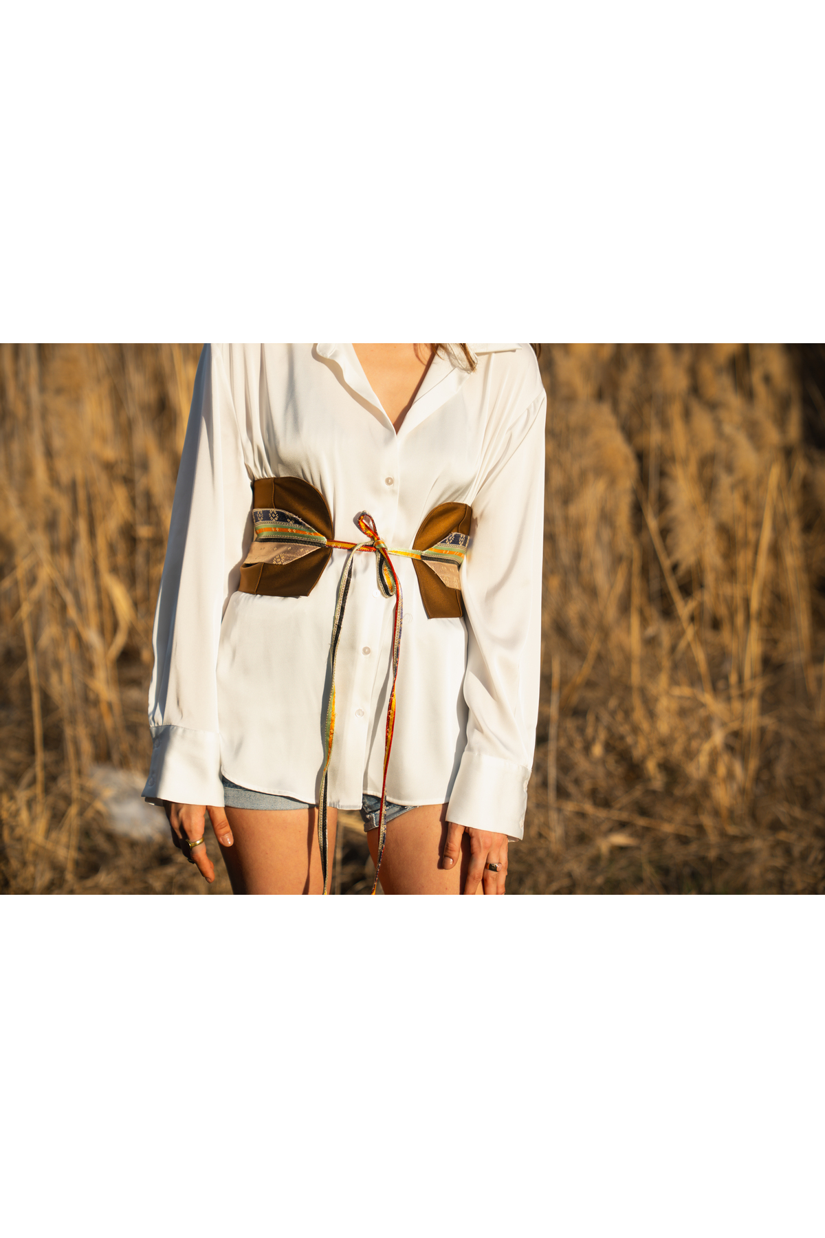 Two-Piece Kutnu Obi Belt — Brown · View 4