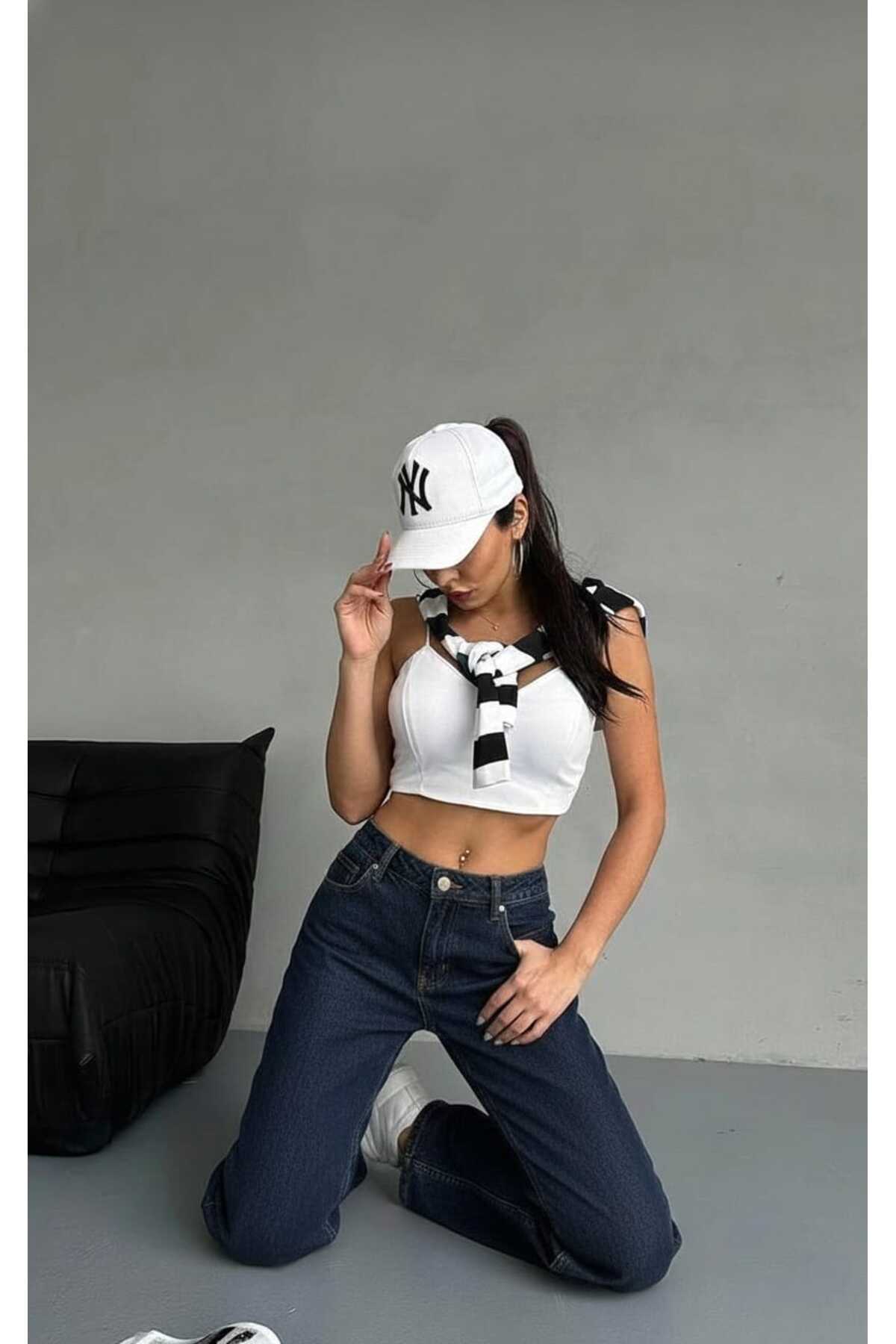 Lighter Jeans Denny Lacivert Esnek Wide Leg Yüksek Bel Jean Bol Paça Rahat Kesim Denim Pantolon görsel 2
