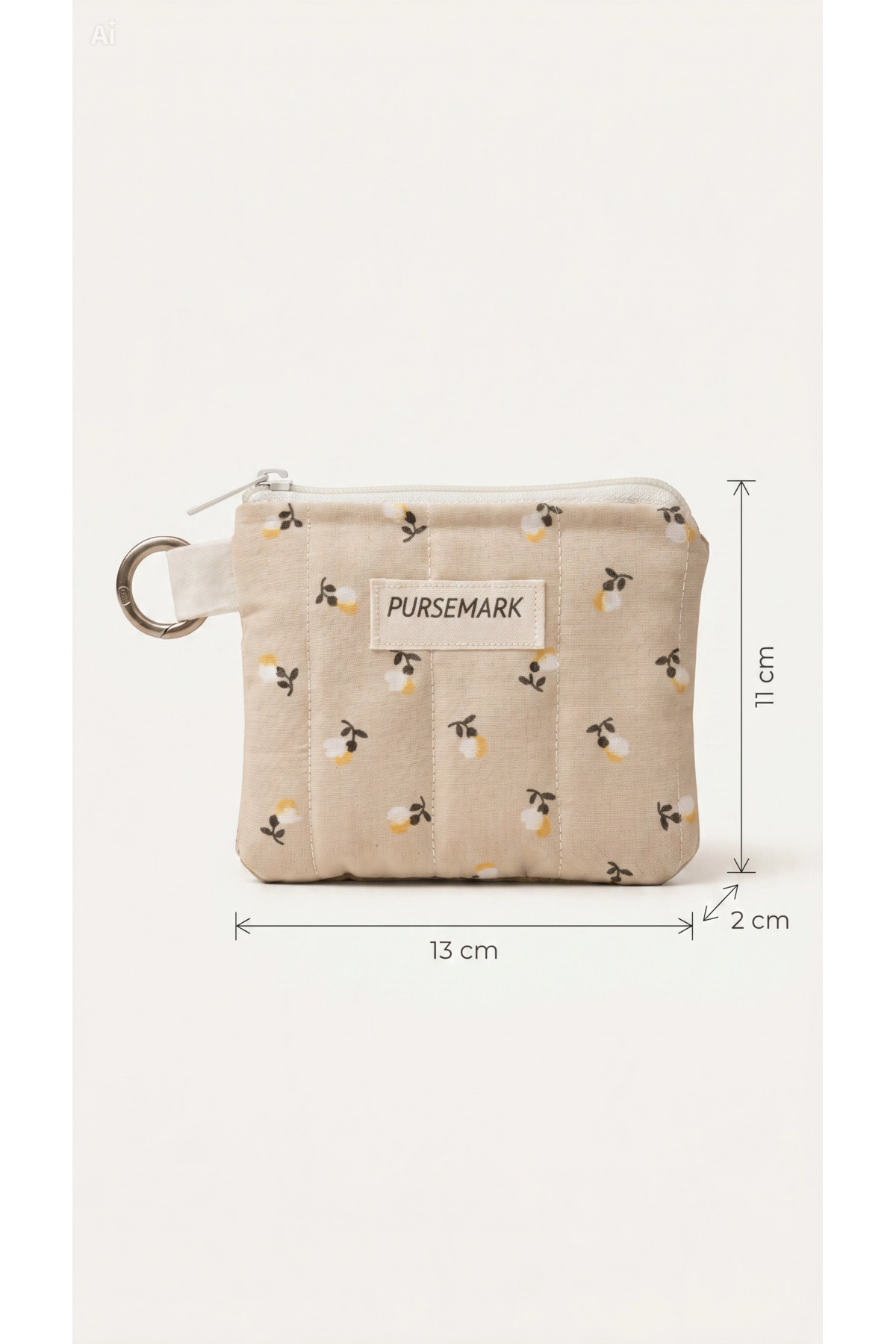 PURSEMARK Krem Sarı Çiçek Desenli El Yapımı Küçük Cüzdan görsel 4