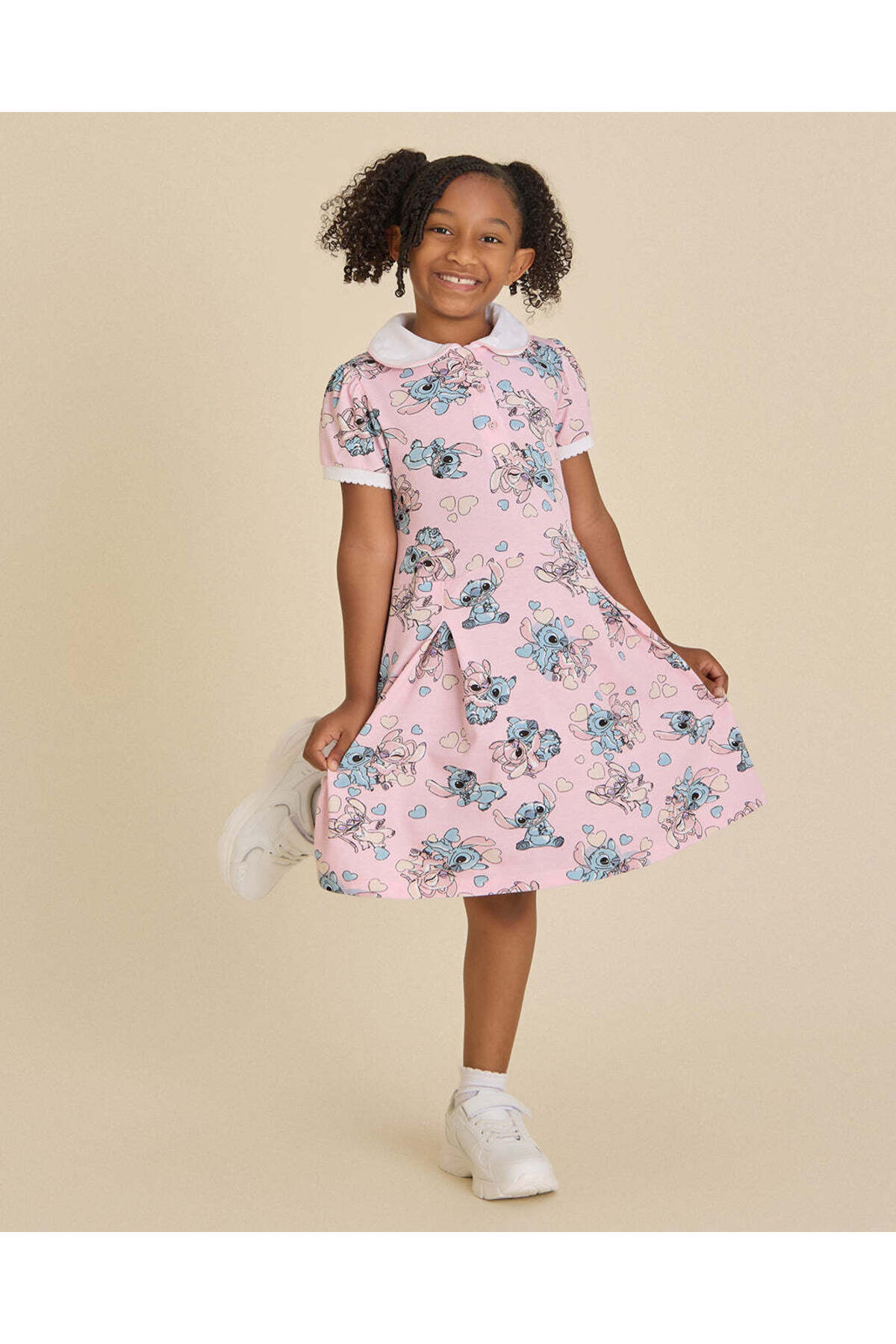 REDTAG Girls Pink Stitch Print Pique Dress