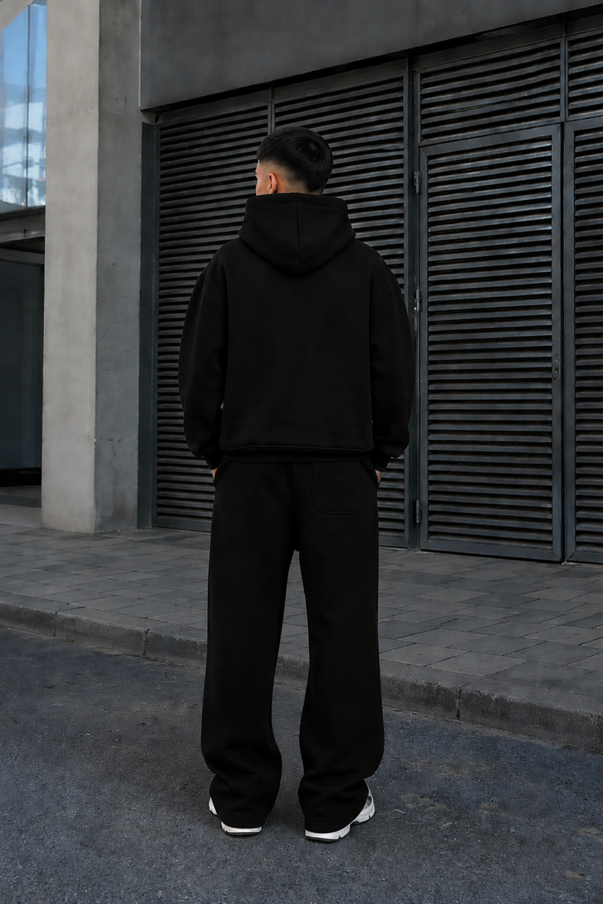 ERKEK Premium Oversize Hoodie Eşofman Takımı Unisex Mevsimlik Rahat Eşofman Takımı — مشکی Brnsftk3 — تصویر 2 از 4