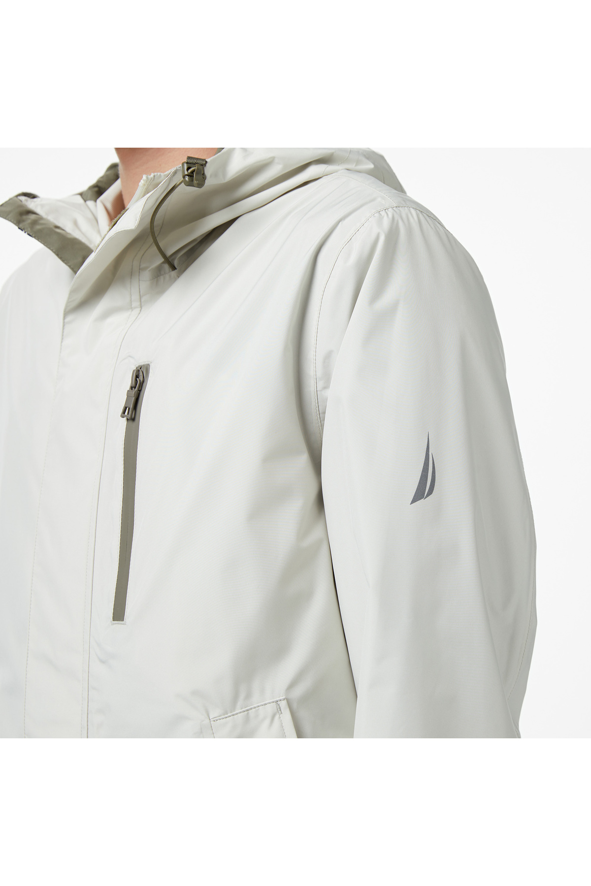 Nautica Regular Fit Kapüşonlu Su Geçirmez Erkek Gri Yağmurluk görsel 5