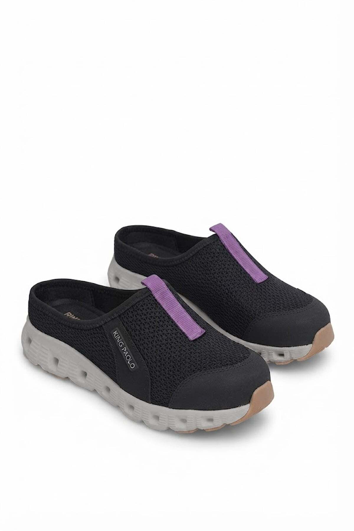 KİNG PAOLO H5204 Missy Kadın Memory Foam Sabo Terlik Siyah - Mor