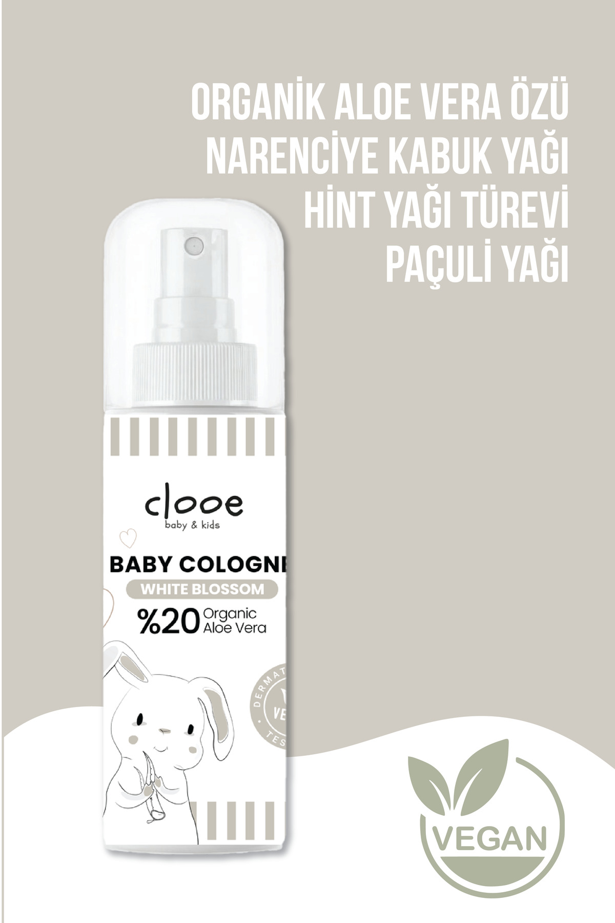 3'lü Bebek Kolonyası White Blossom 150 ml - Beyaz Çiçek Notalı - Organik Aloe Vera Özlü - Vegan - Hızlı Kuruyan — PKA090 — تصویر 3 از 4