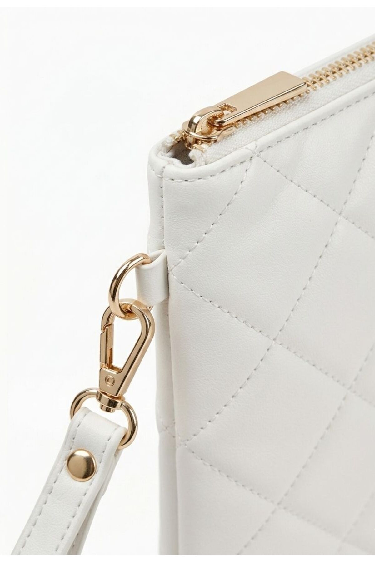 BK Bags & Accessories Orta Boy Beyaz Portföy Clutch Kadın El Çantası