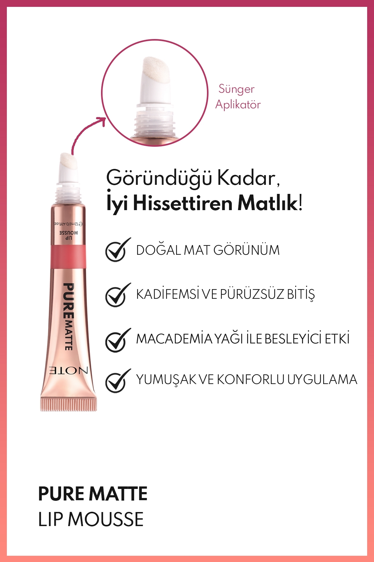 Pure Matte Lip Mousse 40 Rosewood Kadifemsi Mat Likit Ruj - Pembe — صورتی LST PURE MATTE LIP MOUSSE — تصویر 3 از 6