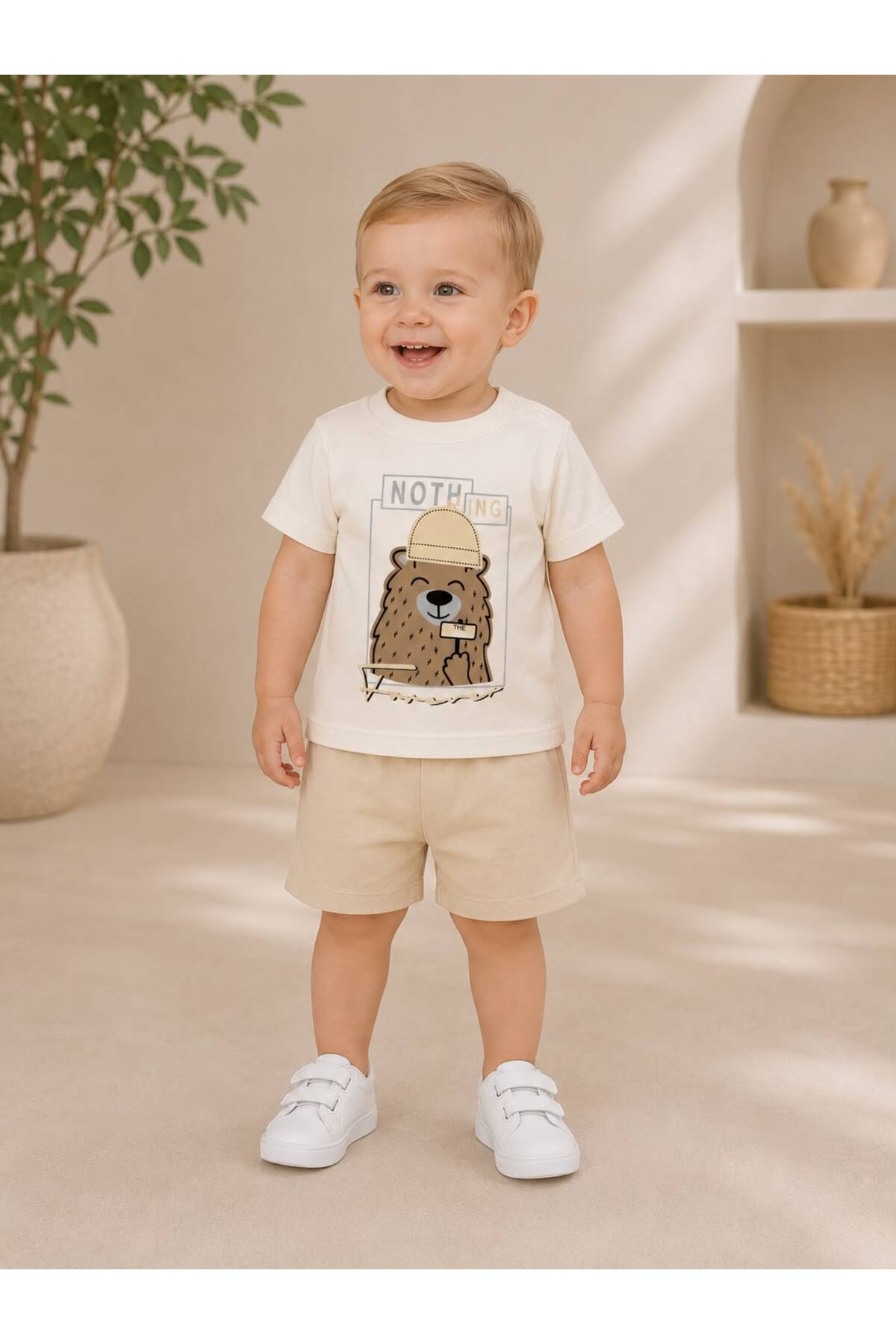 Organic Product DimpleBaby Teddy Bear Printed Cotton Baby Set