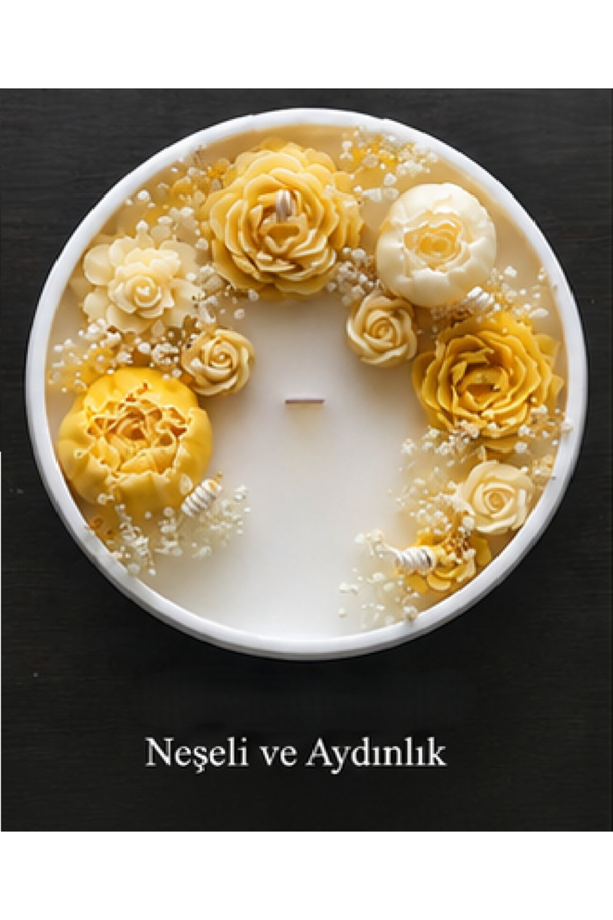 Decorative Custom Design Rose Bowl Natural Soy Candle 20cm Diameter